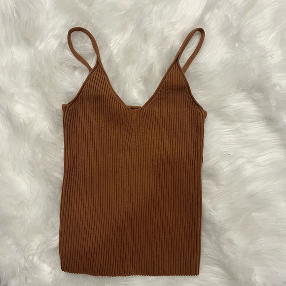 Tops - Brown Ribbed Women's Top